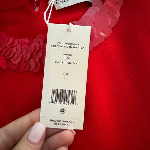 Tory Burch red top with sparkle collar - Picture 5 of 7